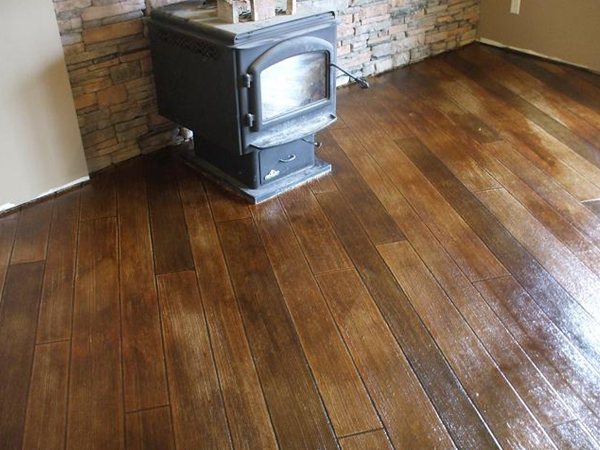 stamped concrete wood floor